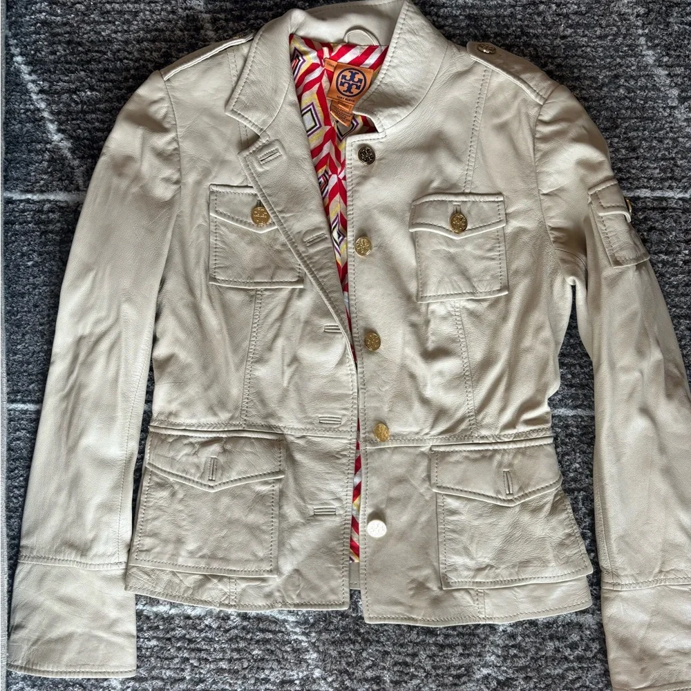 Tory Burch Cream Leather Jacket - Picture 8 of 8